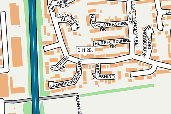 DH1 2BJ map - OS OpenMap – Local (Ordnance Survey)