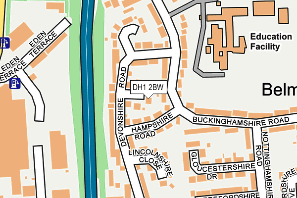DH1 2BW map - OS OpenMap – Local (Ordnance Survey)