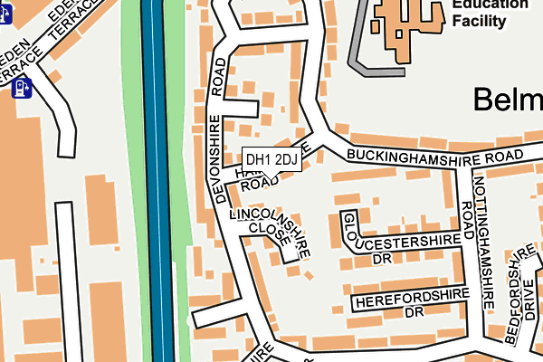 DH1 2DJ map - OS OpenMap – Local (Ordnance Survey)