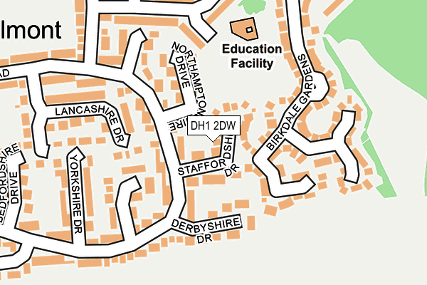 DH1 2DW map - OS OpenMap – Local (Ordnance Survey)