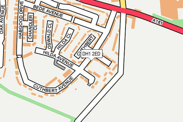 DH1 2ED map - OS OpenMap – Local (Ordnance Survey)