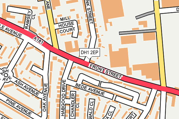 DH1 2EP map - OS OpenMap – Local (Ordnance Survey)