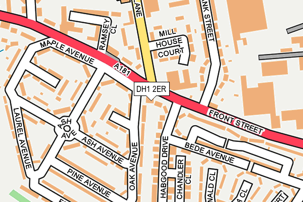 DH1 2ER map - OS OpenMap – Local (Ordnance Survey)