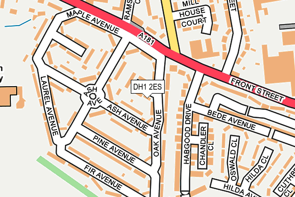 DH1 2ES map - OS OpenMap – Local (Ordnance Survey)