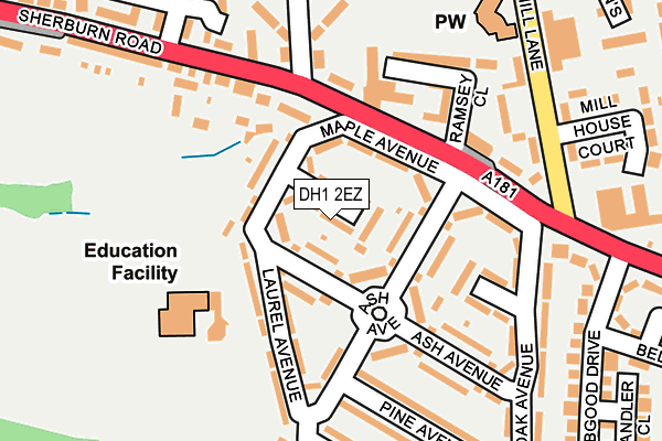 DH1 2EZ map - OS OpenMap – Local (Ordnance Survey)