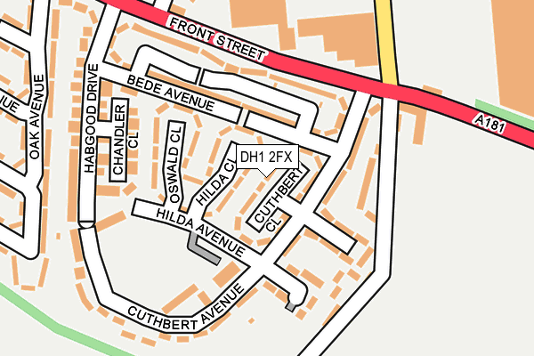 DH1 2FX map - OS OpenMap – Local (Ordnance Survey)