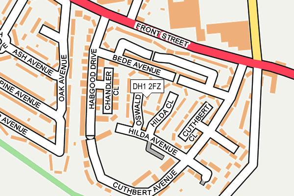 DH1 2FZ map - OS OpenMap – Local (Ordnance Survey)
