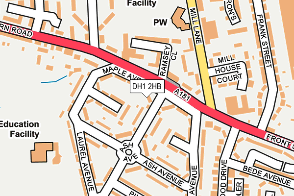 DH1 2HB map - OS OpenMap – Local (Ordnance Survey)