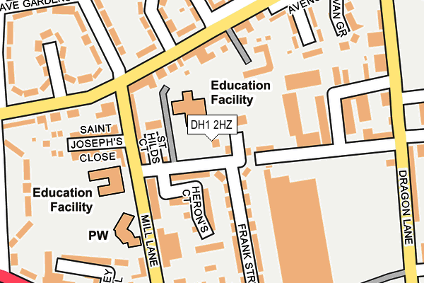 DH1 2HZ map - OS OpenMap – Local (Ordnance Survey)