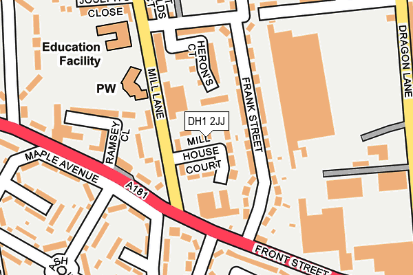 DH1 2JJ map - OS OpenMap – Local (Ordnance Survey)