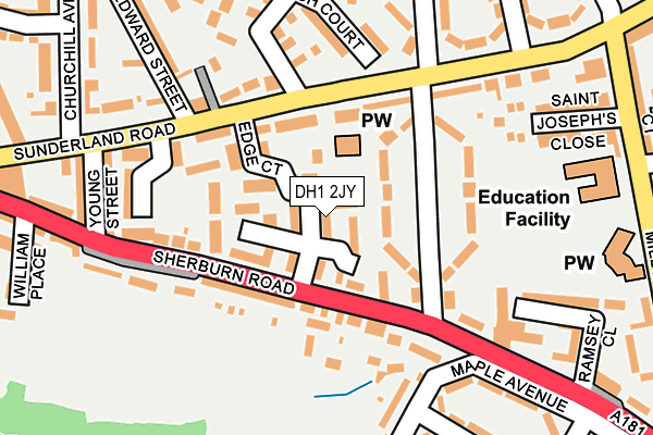 DH1 2JY map - OS OpenMap – Local (Ordnance Survey)