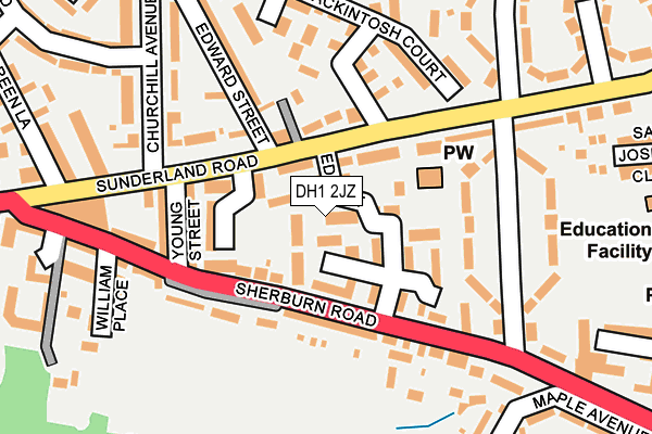 DH1 2JZ map - OS OpenMap – Local (Ordnance Survey)