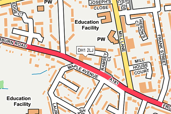 DH1 2LJ map - OS OpenMap – Local (Ordnance Survey)