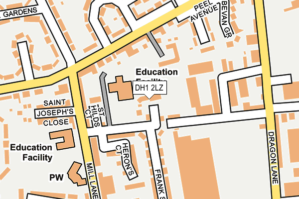 DH1 2LZ map - OS OpenMap – Local (Ordnance Survey)