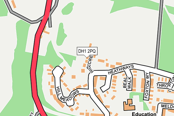 DH1 2PQ map - OS OpenMap – Local (Ordnance Survey)