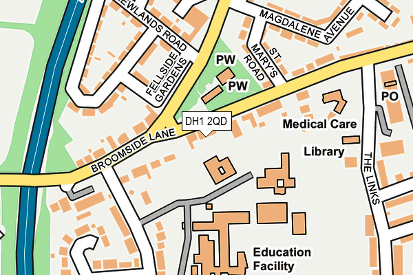DH1 2QD map - OS OpenMap – Local (Ordnance Survey)