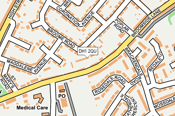 DH1 2QU map - OS OpenMap – Local (Ordnance Survey)
