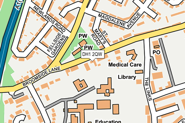 DH1 2QW map - OS OpenMap – Local (Ordnance Survey)