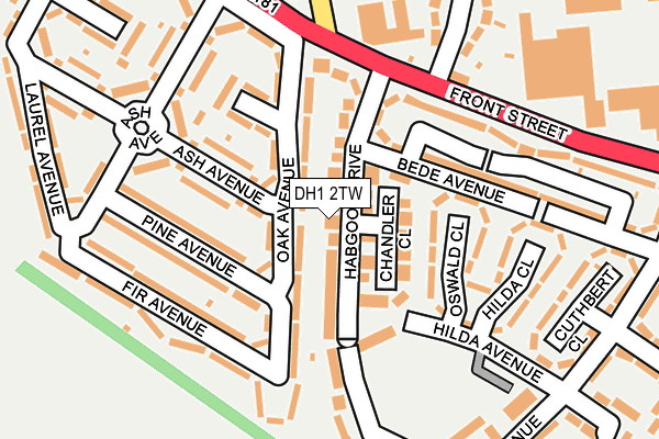 DH1 2TW map - OS OpenMap – Local (Ordnance Survey)