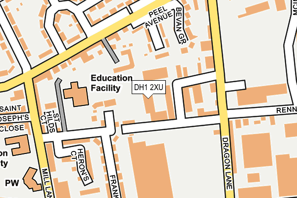 DH1 2XU map - OS OpenMap – Local (Ordnance Survey)