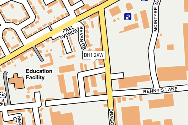 DH1 2XW map - OS OpenMap – Local (Ordnance Survey)
