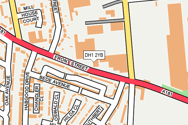 DH1 2YB map - OS OpenMap – Local (Ordnance Survey)
