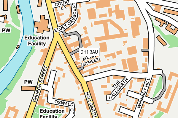 DH1 3AU map - OS OpenMap – Local (Ordnance Survey)