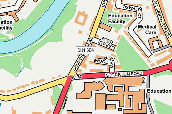DH1 3DN map - OS OpenMap – Local (Ordnance Survey)