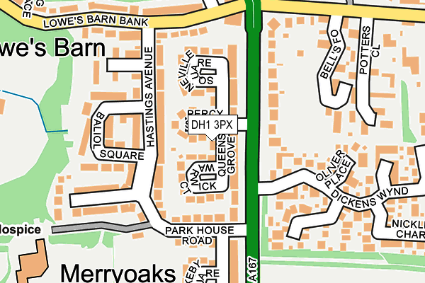 DH1 3PX map - OS OpenMap – Local (Ordnance Survey)