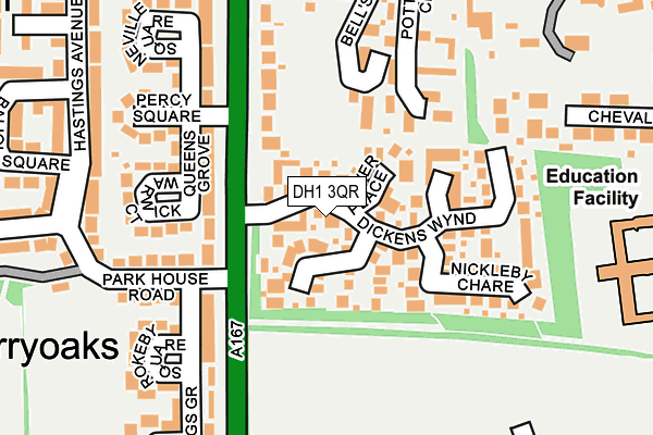 DH1 3QR map - OS OpenMap – Local (Ordnance Survey)