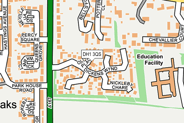 DH1 3QS map - OS OpenMap – Local (Ordnance Survey)