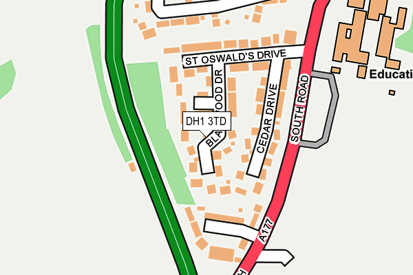 DH1 3TD map - OS OpenMap – Local (Ordnance Survey)