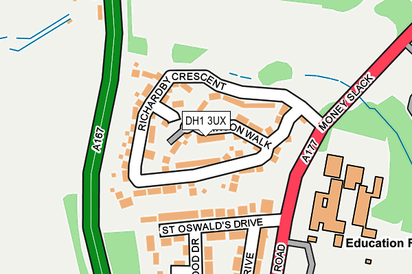 DH1 3UX map - OS OpenMap – Local (Ordnance Survey)