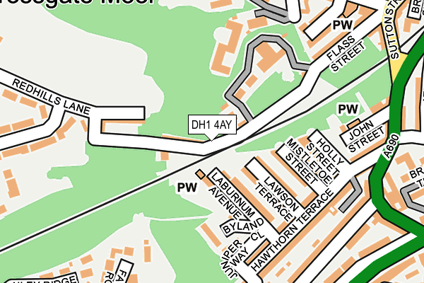 DH1 4AY map - OS OpenMap – Local (Ordnance Survey)