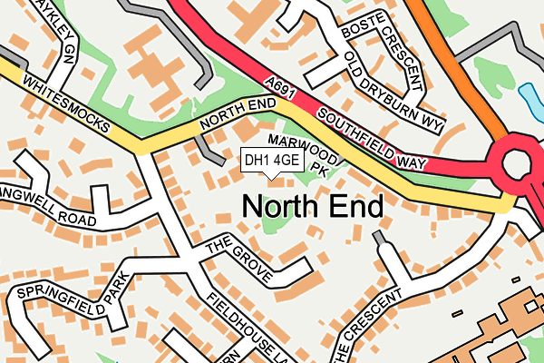 DH1 4GE map - OS OpenMap – Local (Ordnance Survey)