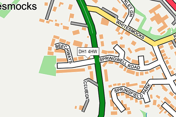 DH1 4HW map - OS OpenMap – Local (Ordnance Survey)