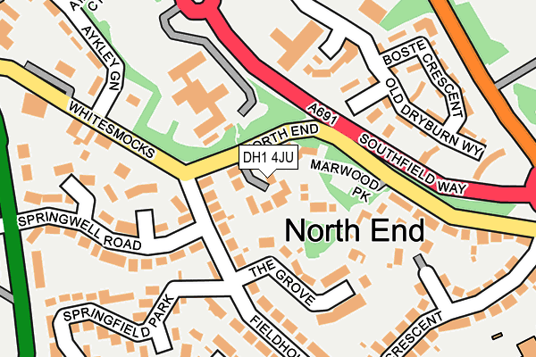 DH1 4JU map - OS OpenMap – Local (Ordnance Survey)