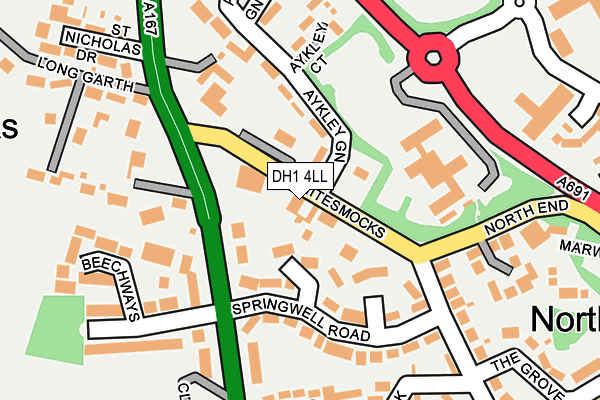 DH1 4LL map - OS OpenMap – Local (Ordnance Survey)