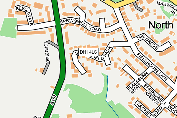 DH1 4LS map - OS OpenMap – Local (Ordnance Survey)