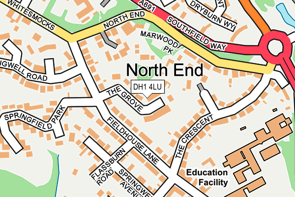 DH1 4LU map - OS OpenMap – Local (Ordnance Survey)