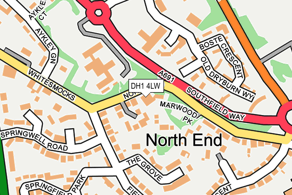 DH1 4LW map - OS OpenMap – Local (Ordnance Survey)