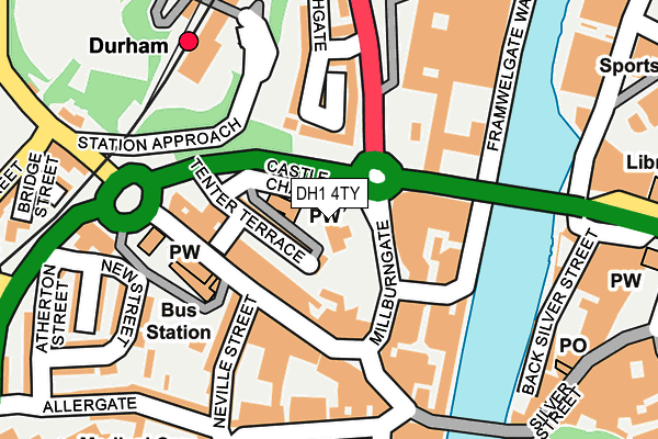 DH1 4TY map - OS OpenMap – Local (Ordnance Survey)