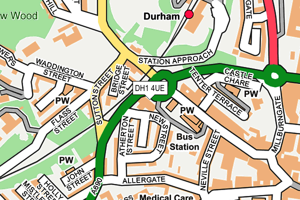 DH1 4UE map - OS OpenMap – Local (Ordnance Survey)