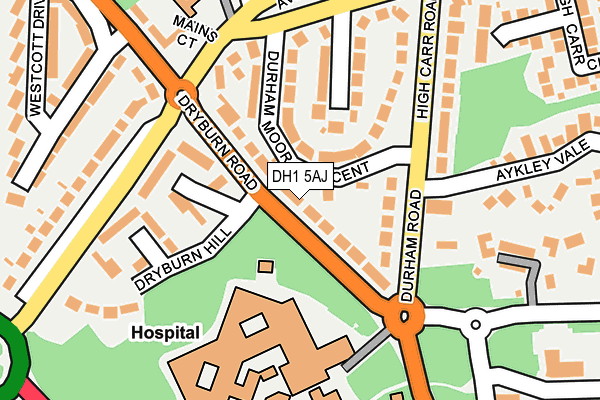 DH1 5AJ map - OS OpenMap – Local (Ordnance Survey)
