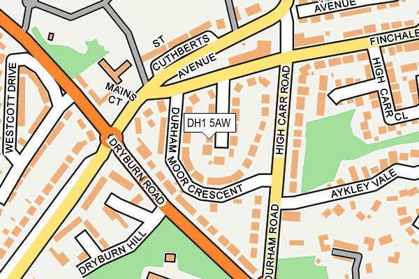 DH1 5AW map - OS OpenMap – Local (Ordnance Survey)