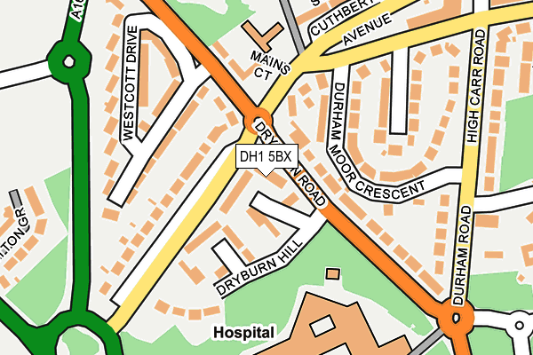 DH1 5BX map - OS OpenMap – Local (Ordnance Survey)