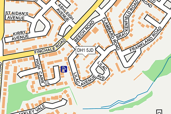 DH1 5JD map - OS OpenMap – Local (Ordnance Survey)