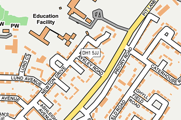 DH1 5JJ map - OS OpenMap – Local (Ordnance Survey)