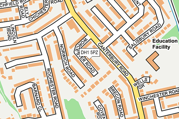 DH1 5PZ map - OS OpenMap – Local (Ordnance Survey)