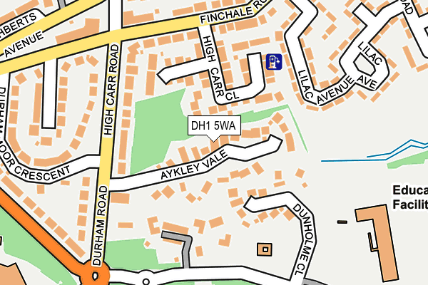 DH1 5WA map - OS OpenMap – Local (Ordnance Survey)
